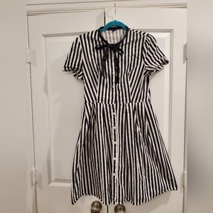 Black & White Striped Dress with Pockets